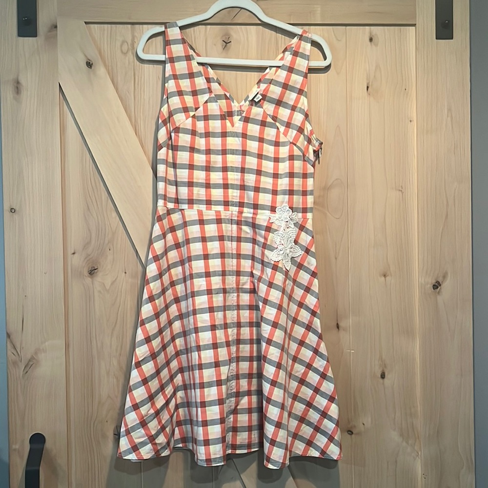 A.N.D ea wy pink and grey plaid dress size 12